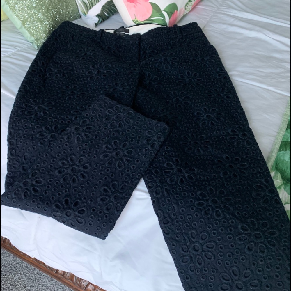 J Crew Navy Lace Cafe Capri size 6